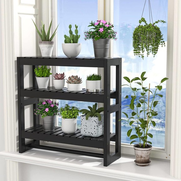 Bamboo Bathroom Shelves, Black, Added Space in Bathroom / Kitchen / Living Room - Picture 5 of 10